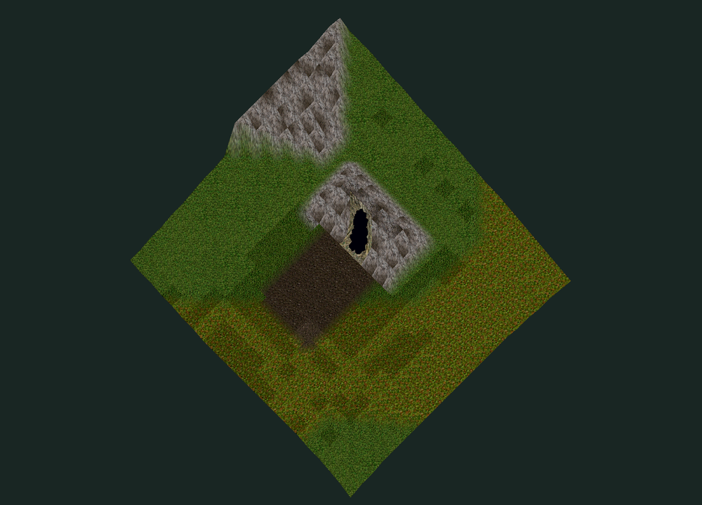 Native rock cave mouth in generated terrain