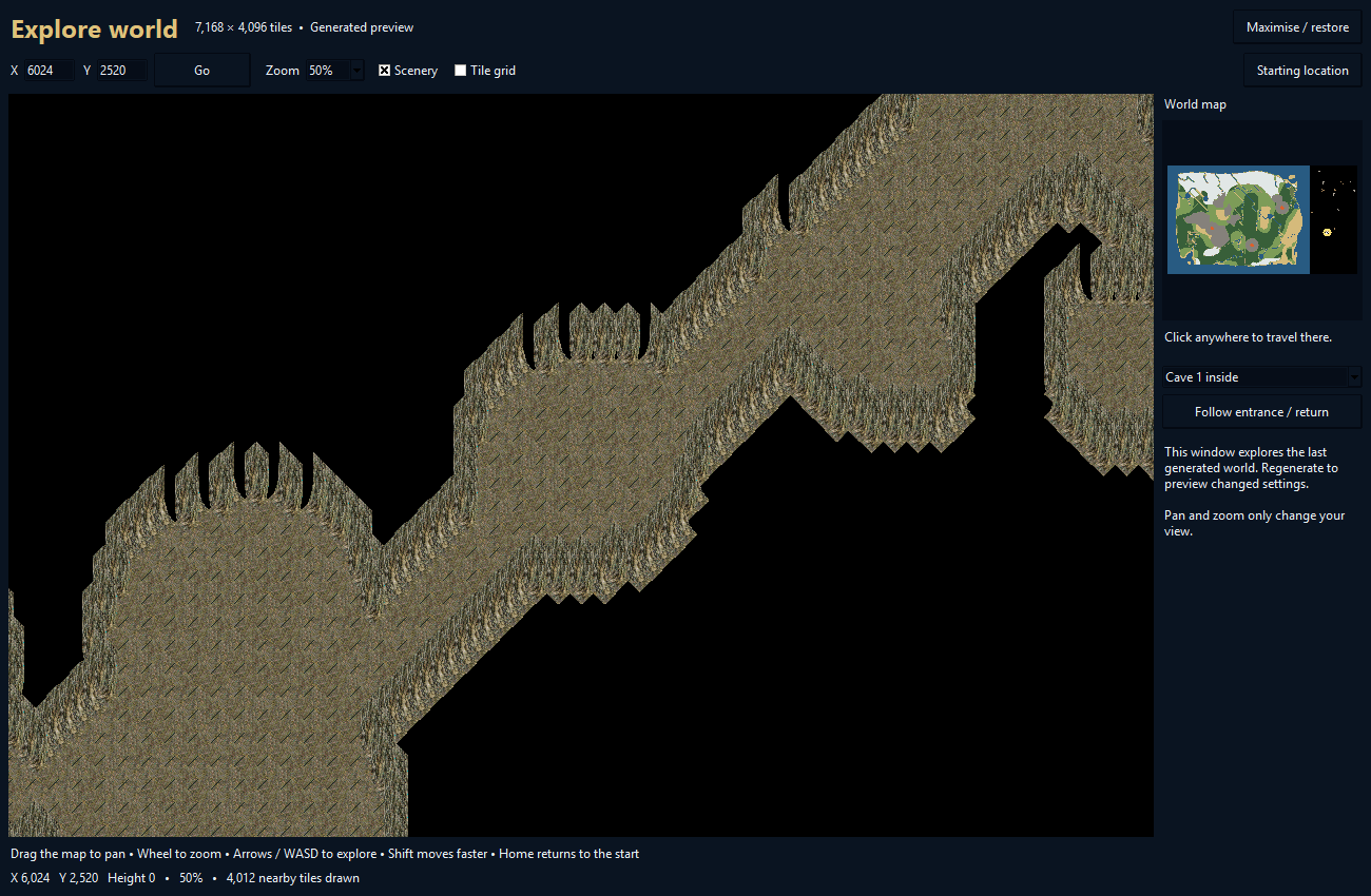 Natural cave interior in the separate world explorer