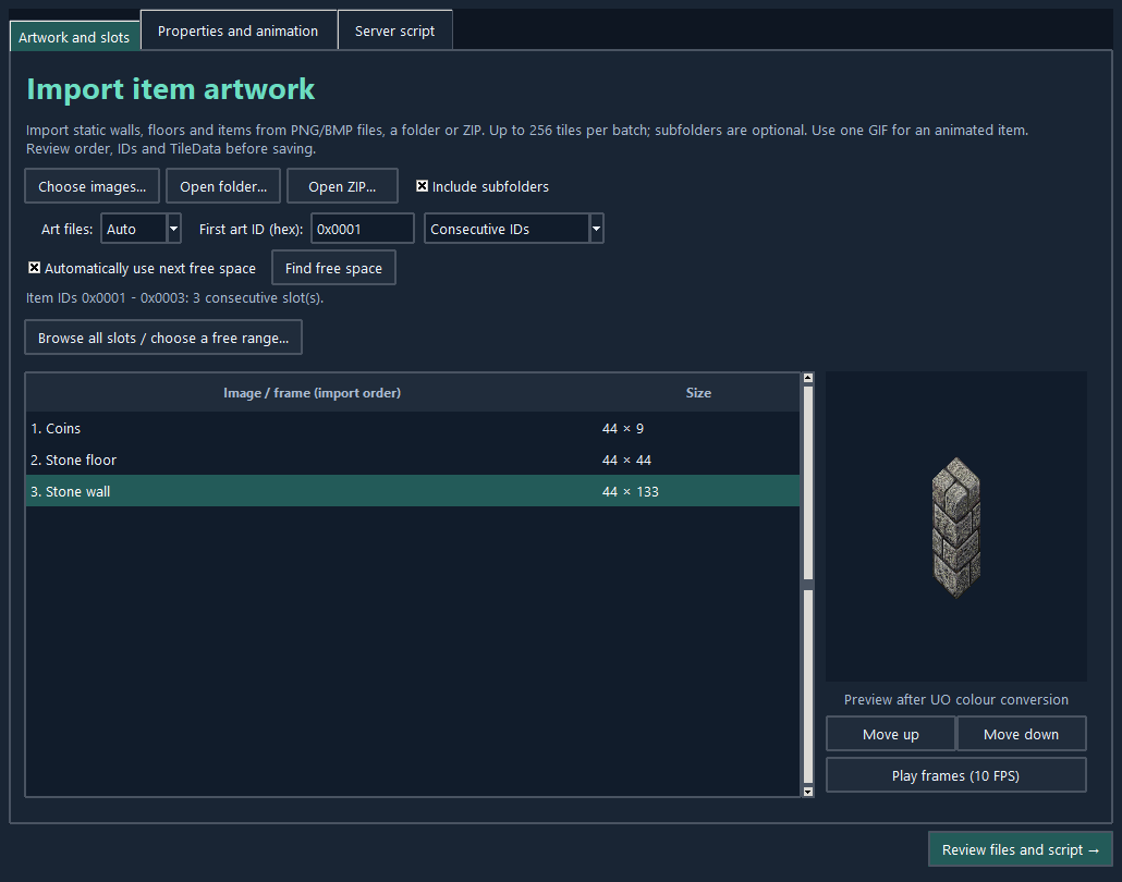 Static tile import with a larger artwork preview